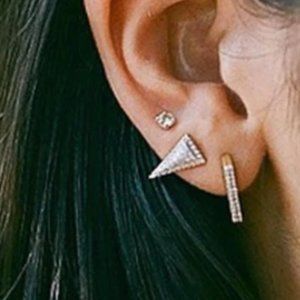 Diamond "Get Sculpted" Bar Stud Earrings